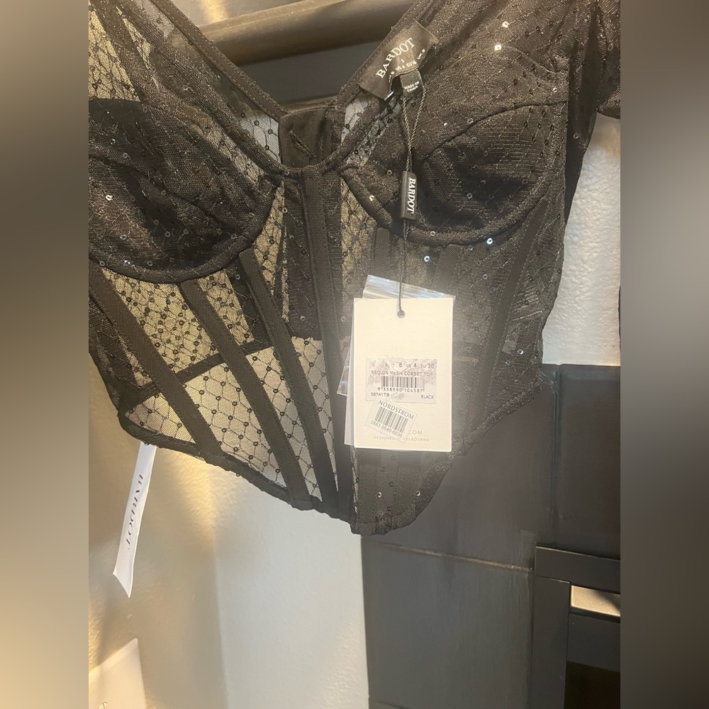 Black Shimmer Bustier Top - image 1